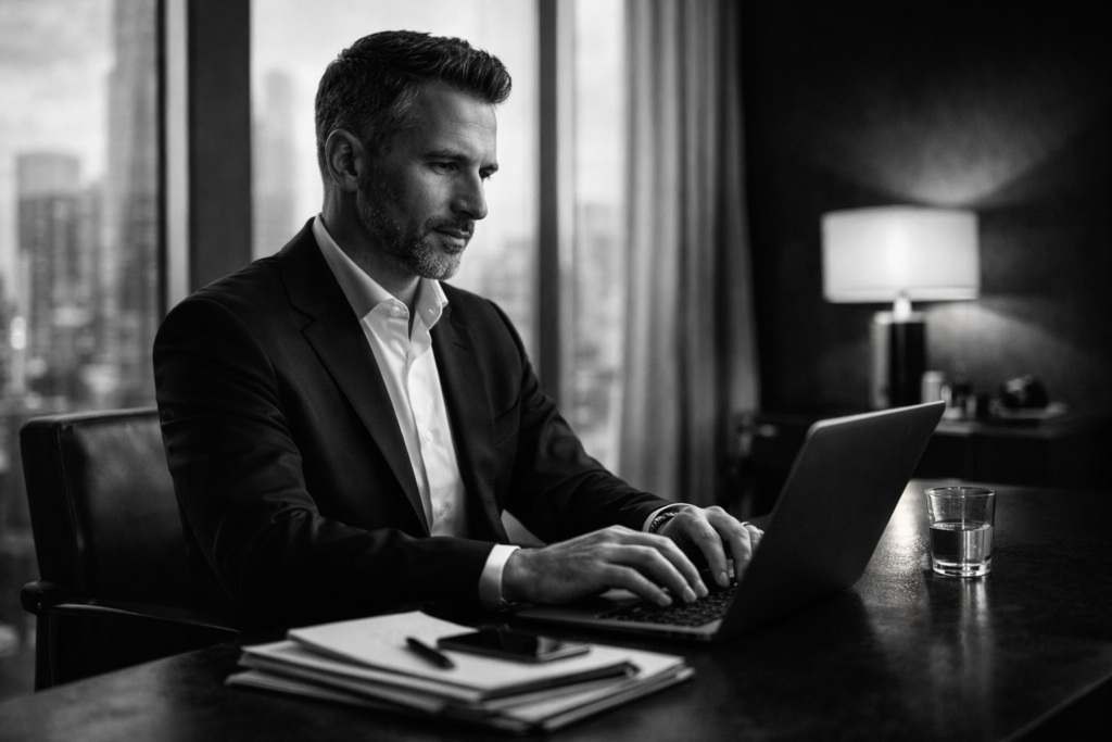 A visionary CEO utilizing online PR for founders to secure a thought leadership article publication.